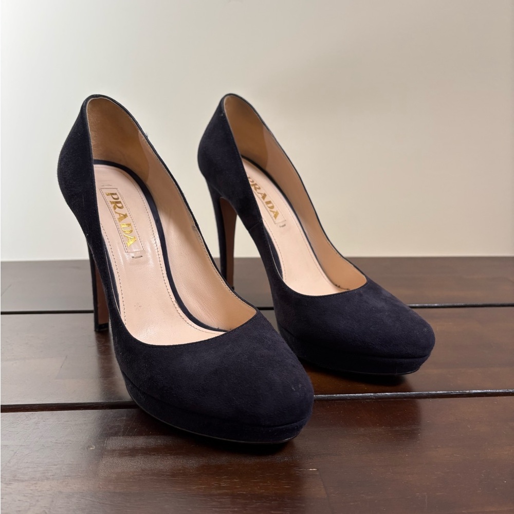 Prada Black Suede Heels
